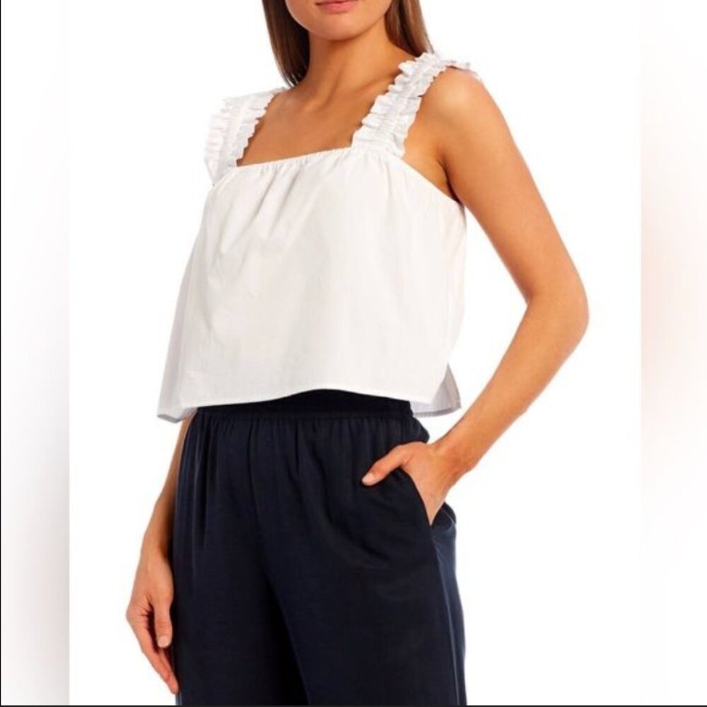 Gianni Bini | Ruffled Crop Top | White | 100% Cotton